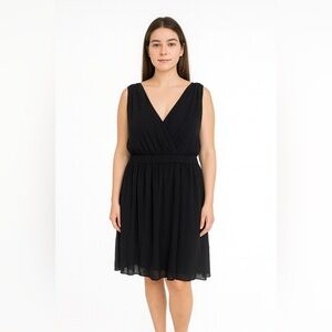 H&M Black Dress Size 22 Sleeveless Chiffon Lined‎ Midi Plus Size Party Cocktail